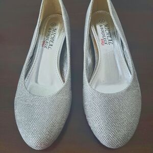 Silver Flat Party Shoes Size 8